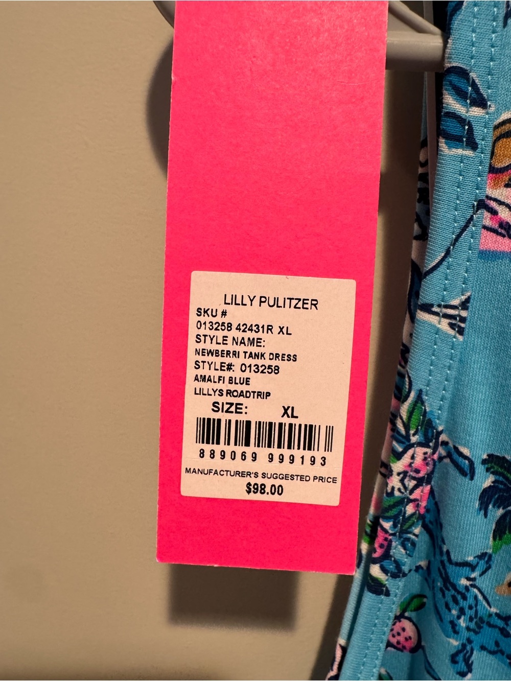 NWT Lilly Pulitzer Newberri Tank Dress in Amalfi Blue Lillys Roadtrip - Picture 2 of 8